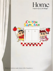 Crayon Shinchan Cartoon Switch Socket Cover Dustproof Decorative Protection Sticker Wall Mural Home Decor Accessories