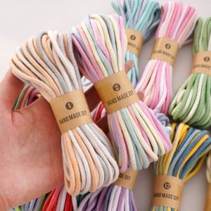 4mm 10M/Bag Cotton Thread Dyed Gradually Changing Color Braided Rope For String Bracelet Braided Cord Handmade DIY Tassels Beading String Thread