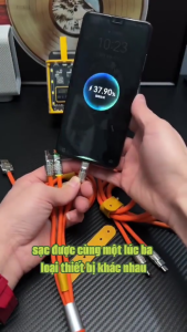 Dây sạc nhanh 3 đầu nhiều màu Phù hợp cho hầu hết dòng điện thoại Dây nhiều màu sắc cho bạn lựa chọn