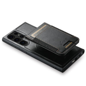 Business Style Magnetic Absorption Card Holder Phone Case for Samsung S25Ultra S23 S22Plus Note20U Flip Cover Protective Shell