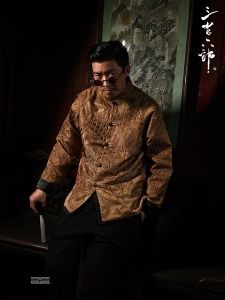 High-End Heavyweight Mens Tang Suit Jacket Full Embroidery Carp Design Autumn Long Sleeve Casual Youth Outerwear