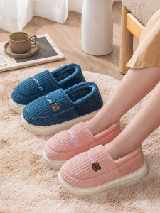 Dép Bông Mùa Đông Chống Trượt Trong Nhà Đế PVC Đế Cao Gót Lót Lông Cừu Cho Nam Và Nữ Dép Đi Trong Nhà Đế Cao Gót