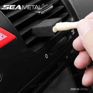 SEAMETAL 10pcs Car Cleaning Brush Wooden Handle Air Conditioning Vent Cleaning Brush Car Interior Gap Dust Removal Tool