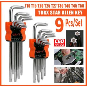 CEO 9pcs Torx Star Allen Key Wrench Torx Allen Key Set Bicycle Motorcycle Computer Hard Disk Drive Car Furniture DIY