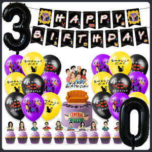 Nostalgic TV Show Friends Birthday Party Decorations Banner Number Balloons Cake Topper Party Supplies Photo Shoot Backdrop Prop