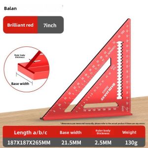 deli | Triangle Angle Ruler Metric Aluminum Alloy Angle Protractor Triangular Measuring Ruler Woodwork Square Triangle