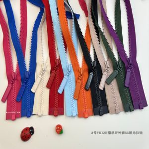No.3 Nhựa Mở Đơn Khóa Kéo 55cm Màu Vàng Đỏ Tươi Dành Cho Trẻ Em Áo Khoác YKK Lông Vũ Áo Khoác Khóa Kéo Phụ Kiện May Vá Tại Nhà DIY