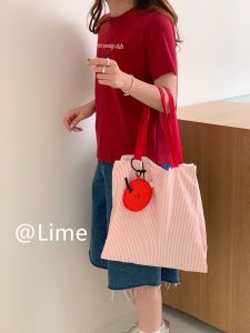 Innovative Stripe Double Layer Canvas Shoulder Bag Plaid Summer Commuter Womens Large Capacity Cloth Bag Fashionable Tote