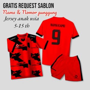 (GRATIS REQUEST SABLON NAMA & NOMOR) Setelan Jersey Anak Usia 5-15 Th - Jersey Costum - Jersey Anak- Baju Olahraga Futsal Sepakbola Badminton Volleyball
