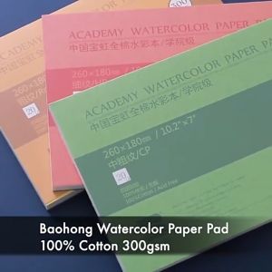 【BaoHong Malaysia Authorized Seller】BaoHong Watercolor Paper Bao Hong 100% Coton Watercolour Paper 20Sheets Watercolour Book 300g Ready Stock!!宝虹全棉水彩本300g水彩纸绘画本 100% Cotton
