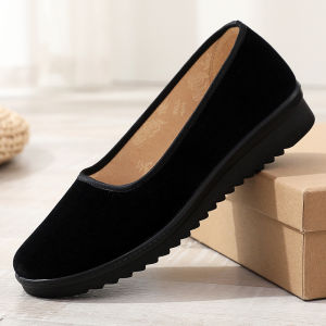 HEYUNXIANG | Soft Bottom Black Cloth Shoes For Women Elderly And Working