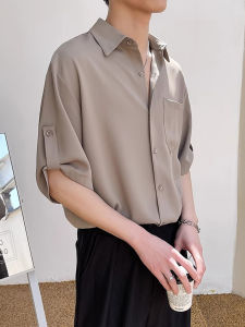 ZHUOCAN | Mens Short Sleeve Shirt 7/8 Sleeve Summer Cool