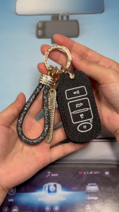 Perodua Myvi 2022 / ALZA 2022 - 2023 / Ativa / Myvi 2023 Remote Key Leather Case Cover Artificial Diamond Shiny Keychain