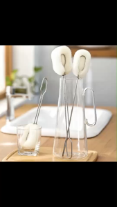 Lady Lin แปรงฟองน้ำ ทำความสะอาดขวด เหยือก  แจกัน ปากกว้าง ด้ามแปรงสแตนเลส  U304