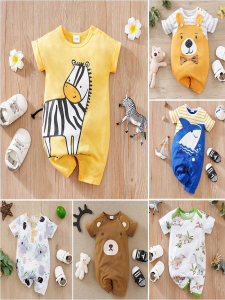 Summer Short Sleeve Baby Romper A-Class Newborn Crawling Suit Cartoon Design Baby Clothes Comfortable Cotton Blend for Girls
