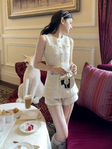 White Kimono Style Vest And Shorts Set High Fashion Korean Drama Main Female Character Elegant Rich Girl Summer Outfit