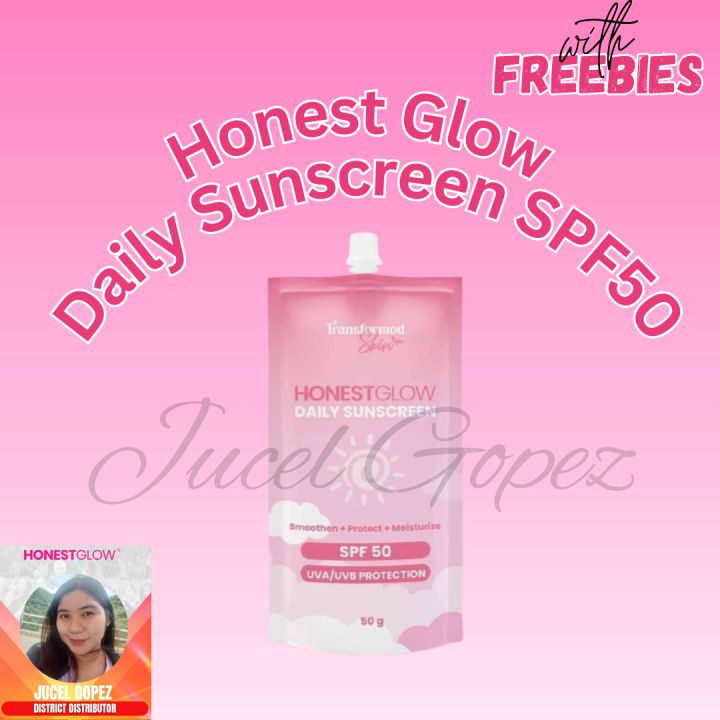 Honest Glow Daily Sunscreen SPF50 with FREEBIES