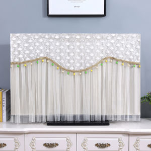 Embroidered Lace Dust Cover for 55 Inch LCD TV Wall Mounted No Removal Required Protective Shield Home Fabric Air Conditioning Cover