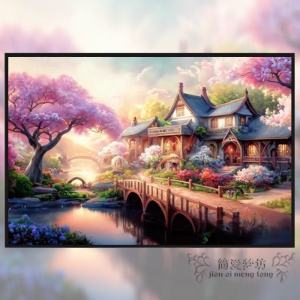 Cross Stitch Lakehouse New 2025 Modern Simple Landscape Mountain View Handmade Full Stitch Living Room Decor Cotton Fabric