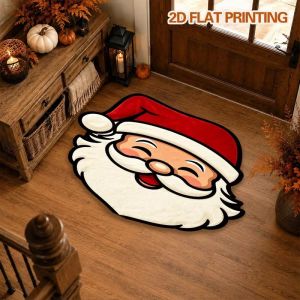 VIKAMA Creative Shaped Christmas Plush Floor Mats—Non-Slip Warm Entryway Rugs and Bathroom Door Mats for Christmas Home Decor