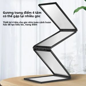 Gương Trang Điểm 4 Tấm Có Thể Gập Lại Gương Trang Điểm Đa Góc Độ HD 360 ° Xem Gương Làm Đẹp Cầm Tay Có Tính Năng Phóng Đại Chất Liệu ABS