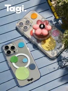 Summer Candy Colored Polka Dot Transparent  17promax Magnetic Attraction Phone Case Ins Style  16promax/15promax/14/13 Anti-Fall Couple Air Magnetic Phone Cover