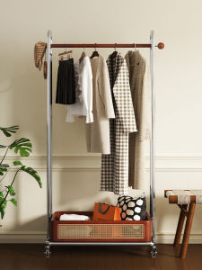 Mobile Wooden Standing Clothes Rack