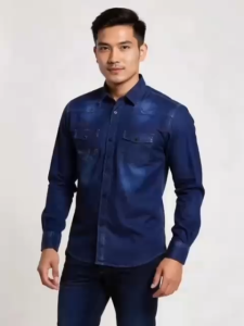Shirt Denim Men’s Long Sleeve Denim Shirt – Casual Slim Fit Button Down Top Long sleeves