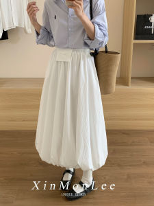 Korean Style A-Line Bloomer Skirt Versatile Sweet High Waist Midi Skirt for 18-24 Years Old Women Summer Fashion Half Skirt