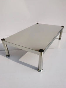 Stainless Steel Kitchen Single Layer Rack Rectangular Thickened Anti Moisture Storage Shelf Adjustable Height Non Slip Base