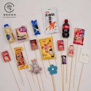 Floral Bamboo Stick Prod Flower Stem Packs Snack Lollipop Bouquet Iron Wire Green Floral Green Plastic Iron Wire Stained Paper Tape Cloth