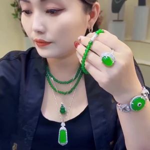 AILEQ | Multifunction Wear Green Jadeite Jewelry 925 Silver