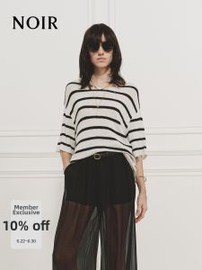 MO&Co. | NOIR Series Summer New Silk and Linen Hemmed Striped Knitwear
