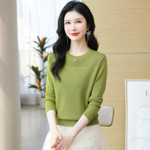 Slimming Effect Loose Knitted round Neck Sweater for Women Trendy Base Layer Shirt Comfortable Warmth Autumn Winter New Arrival