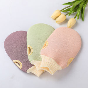 1 Pcs Shower Gloves Exfoliating Wash Foam Thickened Rubbing Back Towel Skin Spa Bath Gloves Bath Skid Resist (Green/Purple/Pink)