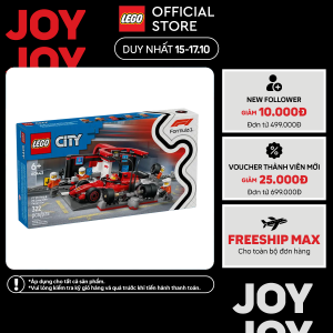 LEGO CITY 60443 Đồ Chơi Lắp Ráp Trạm Bảo Dưỡng Xe F1 (325 Chi Tiết)