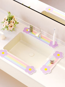 พื้นรองน้ำสีขาว ขอบบาง ดูดซับน้ำได้ดี ป้องกันน้ำ สำหรับจัดระเบียบห้องน้ำ ชั้นวางเครื่องครัวในห้องน้ำ สไตล์ญี่ปุ่น