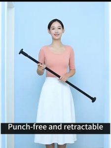 Stainless Steel Telescopic Pole Adjustable Punch-free Strong Bearing for Clothes and Curtains rying Bathroom Towel Hanger Curtain Rod Curtain Track Rod Clothes Drying Rack Multifunctional Bathroom Shower Curtain Rod Telescopic Rod Clothes Rail