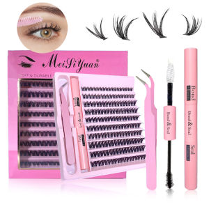 3D 190 PCS Cluster Lashes Kit – Lash Bond and Seal Makeup ToolsDIY Lash Extension Set with Glue Accessories and Eyelash Curler