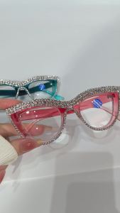 Rhinestone Trendy Reading Glasses for Women Retro Square Cute Sturdy Computer Womens Cat Eye Glasses