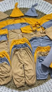33pcs paket hemat baju bayi newborn polos mustard coklat abu cewe cowo panjang pendek kutung