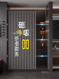 Invisible Shower Curtain Partition Waterproof Anti-Mold Bathroom High-End Magnetic Foldable Blocking Curtain Wet Dry Separation
