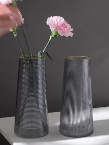 Nordic light luxury glass vase transparent tree pattern hammer pattern gold flower war