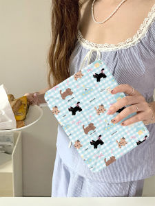 Blue Plaid Cat Design iPad Protection Cover Female Style Acrylic Material Anti-Fall Compatible with iPad 11 Air7/6 New iPad10 with Pen Slot 11 Inch Apple Tablet Cover Mini7