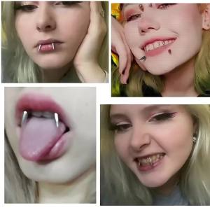 1PC Punk Style Stainless Steel Smiling Tiger Teeth Nail Cone Vampire Zombie Teeth Stud Horseshoe Lip Ring Piercing Jewelry