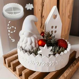 1 Set Holiday Calendar Silicone Mold Countdown Candle Holder Mold for Plaster and Concrete Casting DIY Christmas Decorations