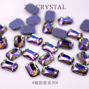 ZM New Shadowy Purple Diamond Flat Bottom Nail Drill Resistant to Water Wash Nail Art Decorations DIY Stick on Diamond