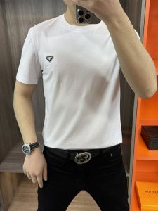 Summer Mens Casual Fashion Short Sleeve T-Shirt Elastic Comfortable Slim Fit Luminous Cotton Base Shirt Half Sleeve