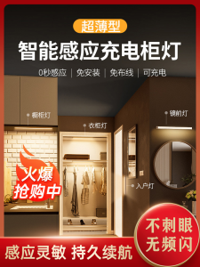 Ultra-Thin Wireless LED Induction Light Strip Remote Control Closet Wine Cabinet Automatic Sensor No-Plug-In Required Lighting