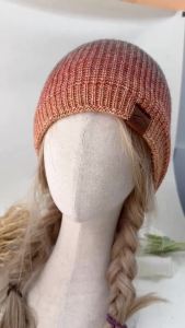 Colorful Plush Knitted Hat for Women Winter Gradient Color Warm Wool Cap Female Skull Beanies Outdoor Thickened Bonnet Tool